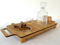 Zigarren Whiskey Rum Serviertablett inkl Karaffe u. 2...