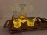 Zigarren Whiskey Rum Serviertablett inkl Karaffe u. 2 Whisky Gläser